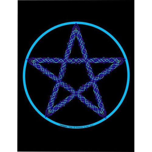 Pentagram - Water - Blue Star on Black Background