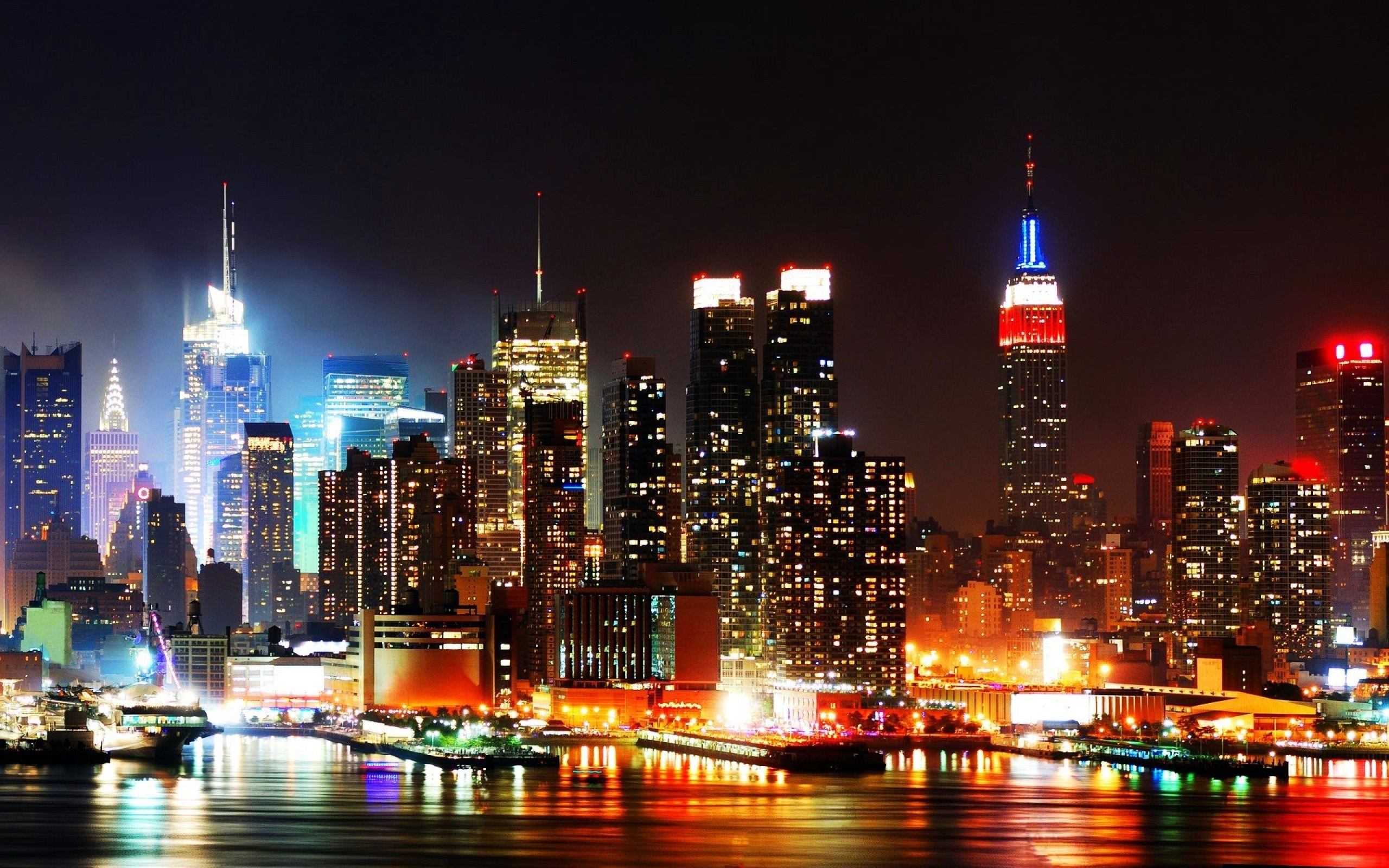 High Resolution New York Skyline at Night Wallpaper HD 21 City ...