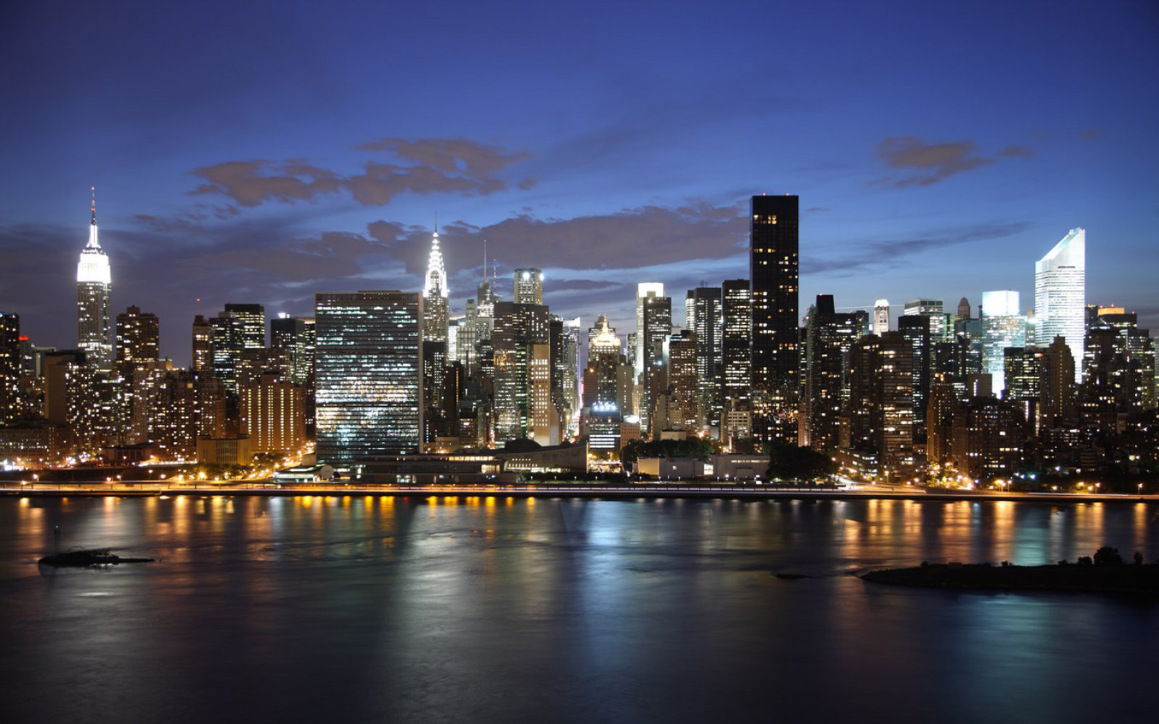 New York Skyline At Night 1680x1050 wallpaper
