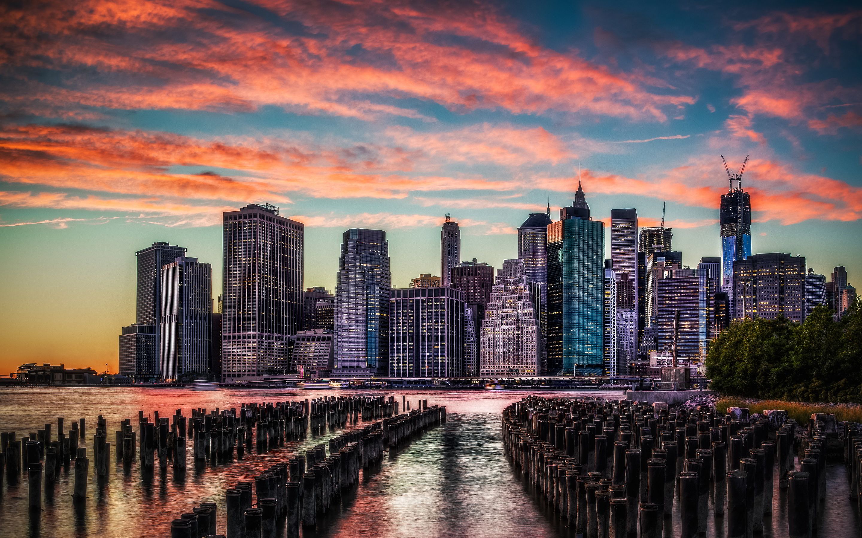 New York Skyline Sunset - wallpaper.