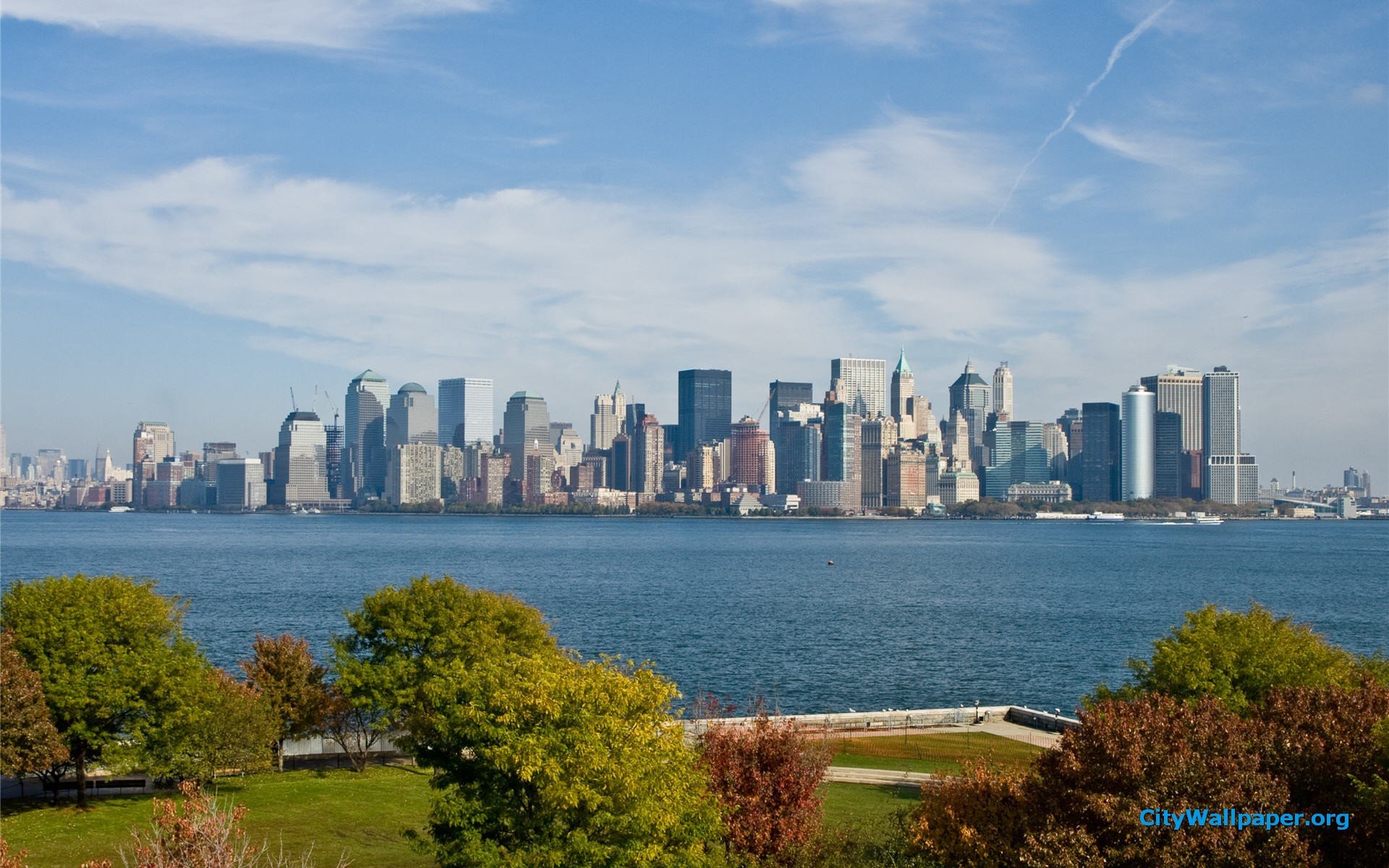 New York City Skyline From Ellis Island Wallpaper » WallDevil ...