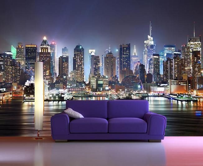 Colour New York Skyline wallpaper | House Ideas | Pinterest | New ...
