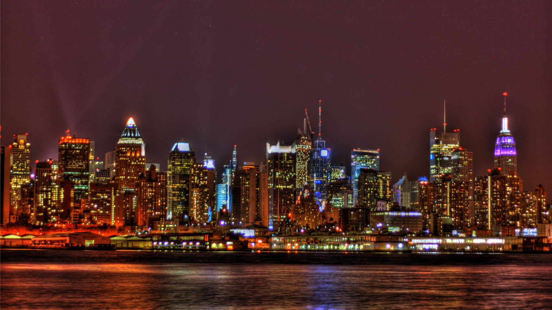 High Resolution New York Skyline at Night Wallpaper HD 13 City ...