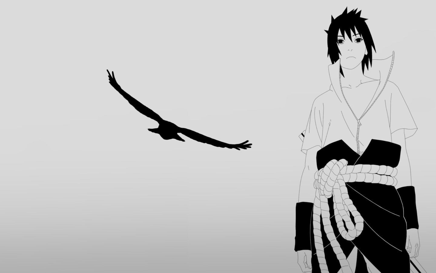 Silhouettes Uchiha Sasuke eagles Naruto: Shippuden grayscale ...