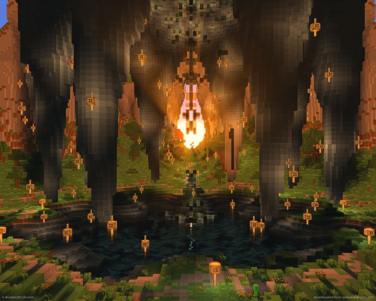 Download 1280x1024 Minecraft In The Temple Wallpaper