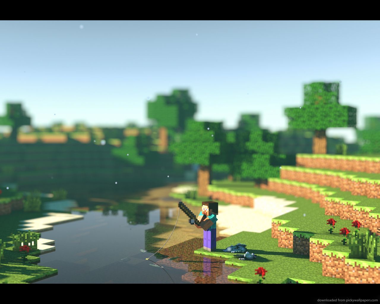 Download 1280x1024 Minecraft Fishing Wallpaper