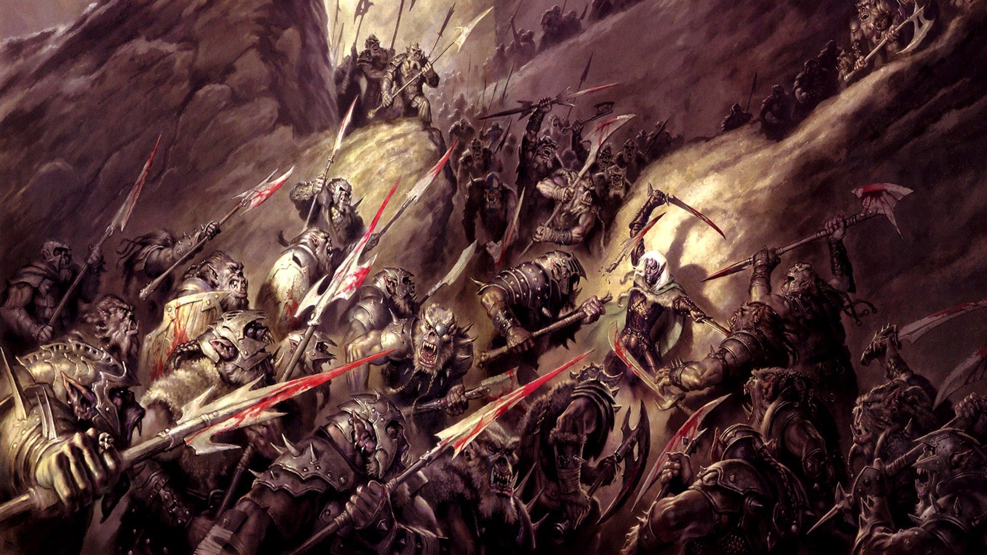 Fantasy art, armor, dnd, orcs, axes, Dungeons and Dragons, spears