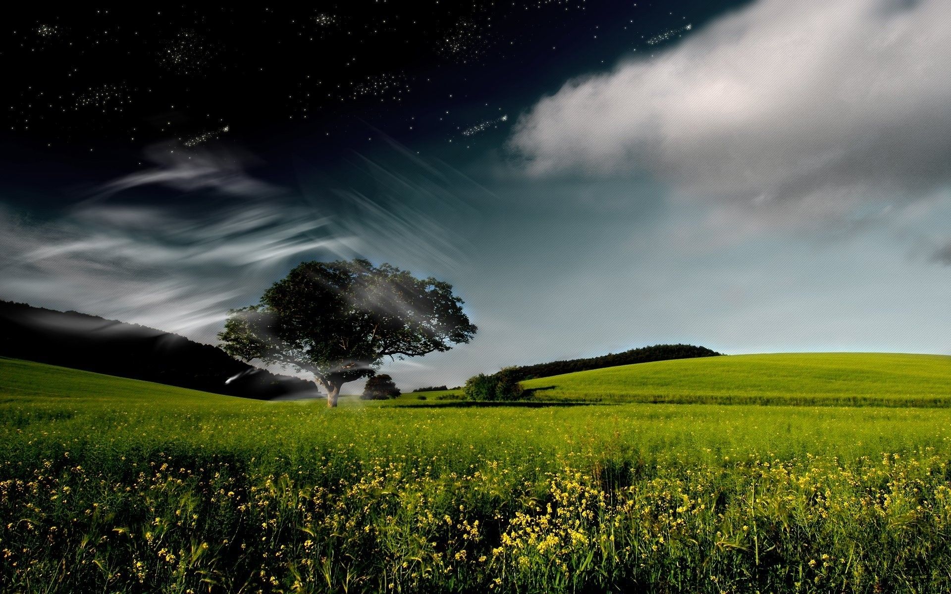 Download Wallpaper 1920x1200 Tree, Sky, Clouds, Whirlwind, Day
