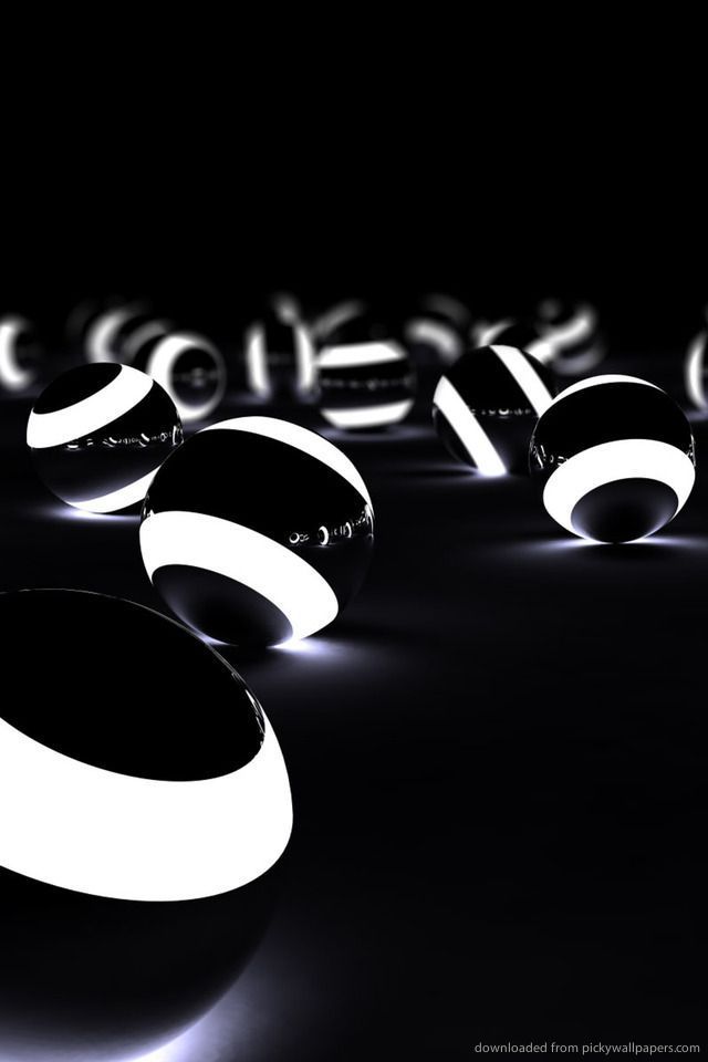 Download Glowing 3D Spheres In The Dark Wallpaper For iPhone 4
