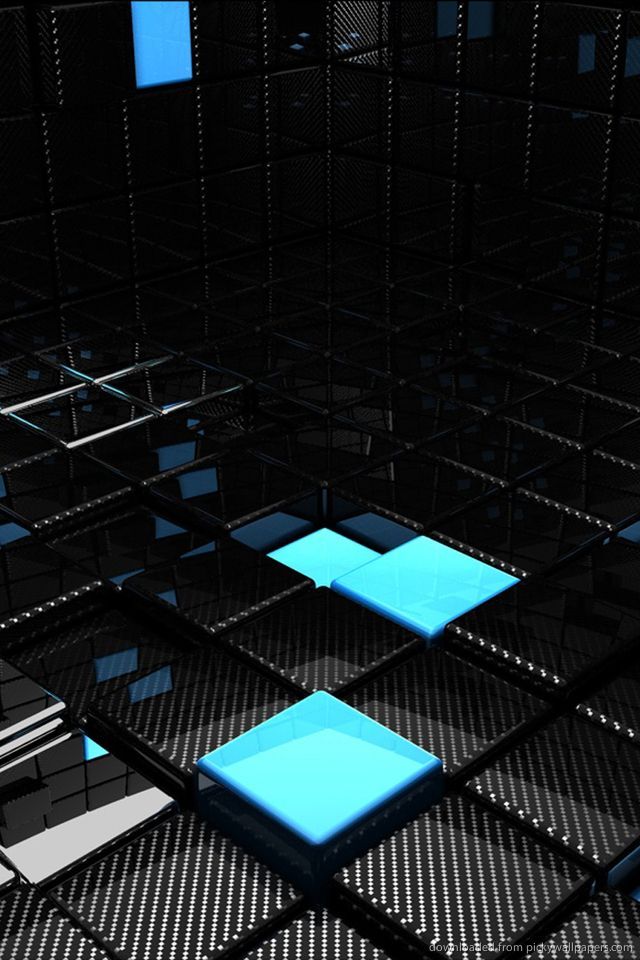 Download Chrome And Blue 3D Room Wallpaper For iPhone 4