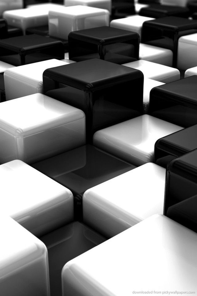 Download Black And White 3D Cubes Wallpaper For iPhone 4