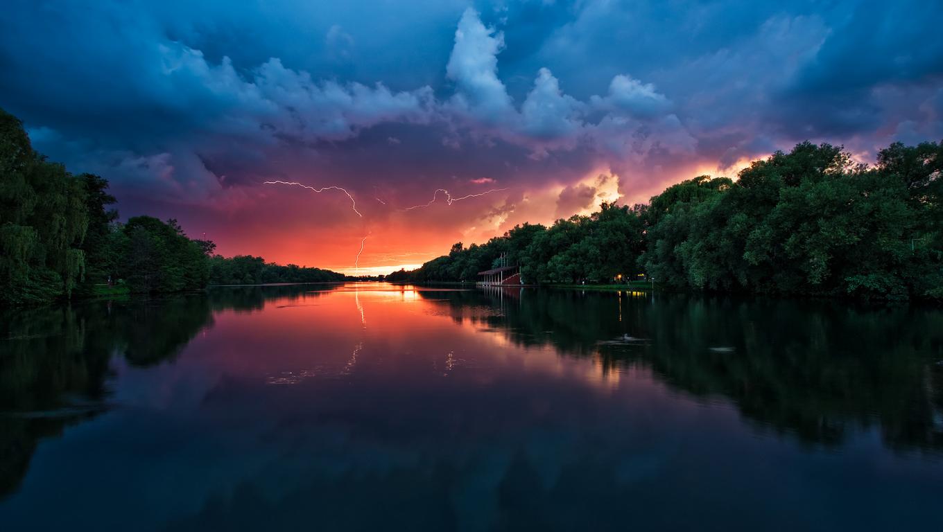 Jungle Lake Sunset | 1080p-Wallpapers.com