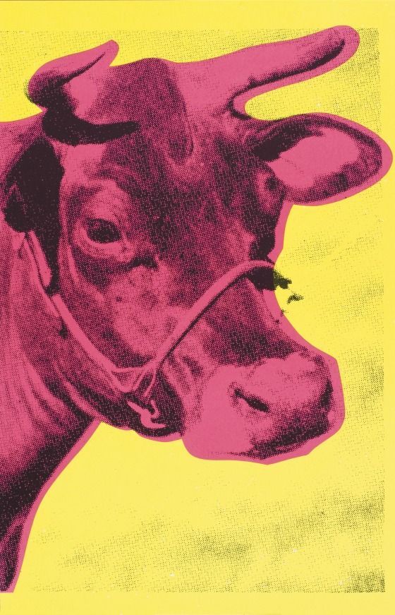 Andy Warhol Cow Wallpaper Pink On Yellow 1966 Screen Print On