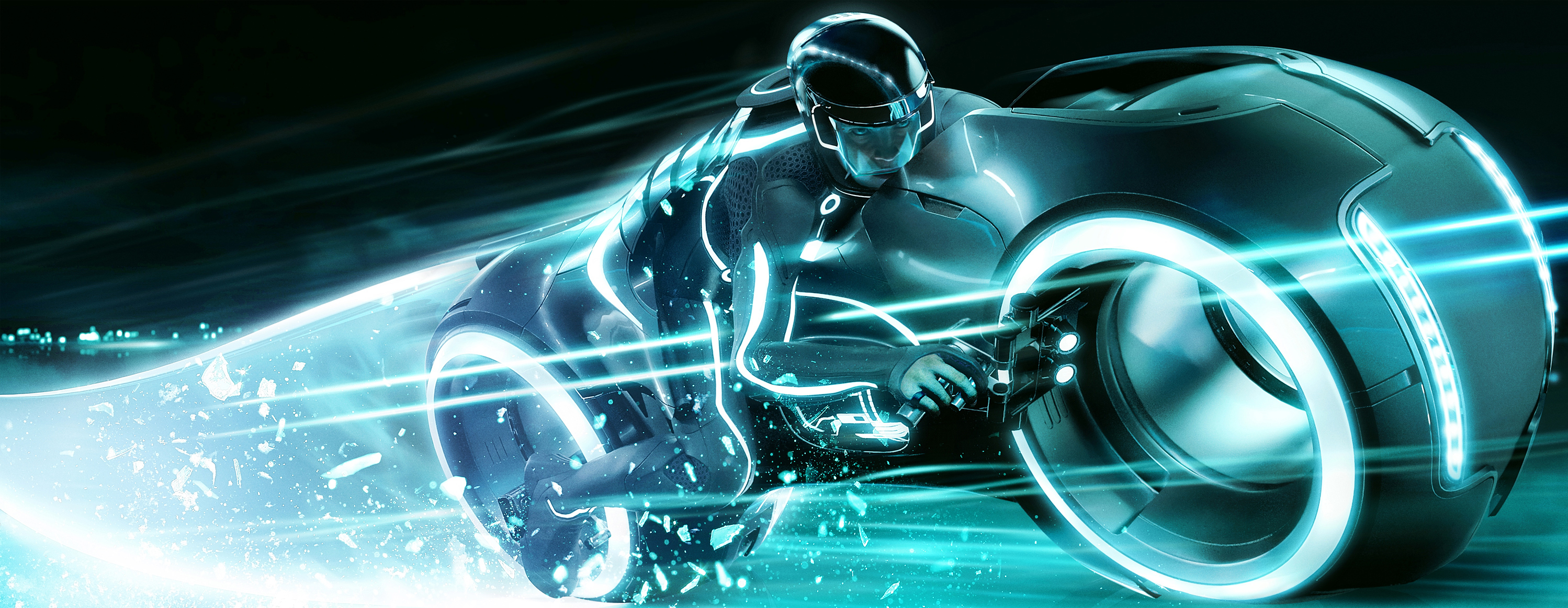 Speeding Light Cycle From Tron Legacy Desktop Wallpaper
