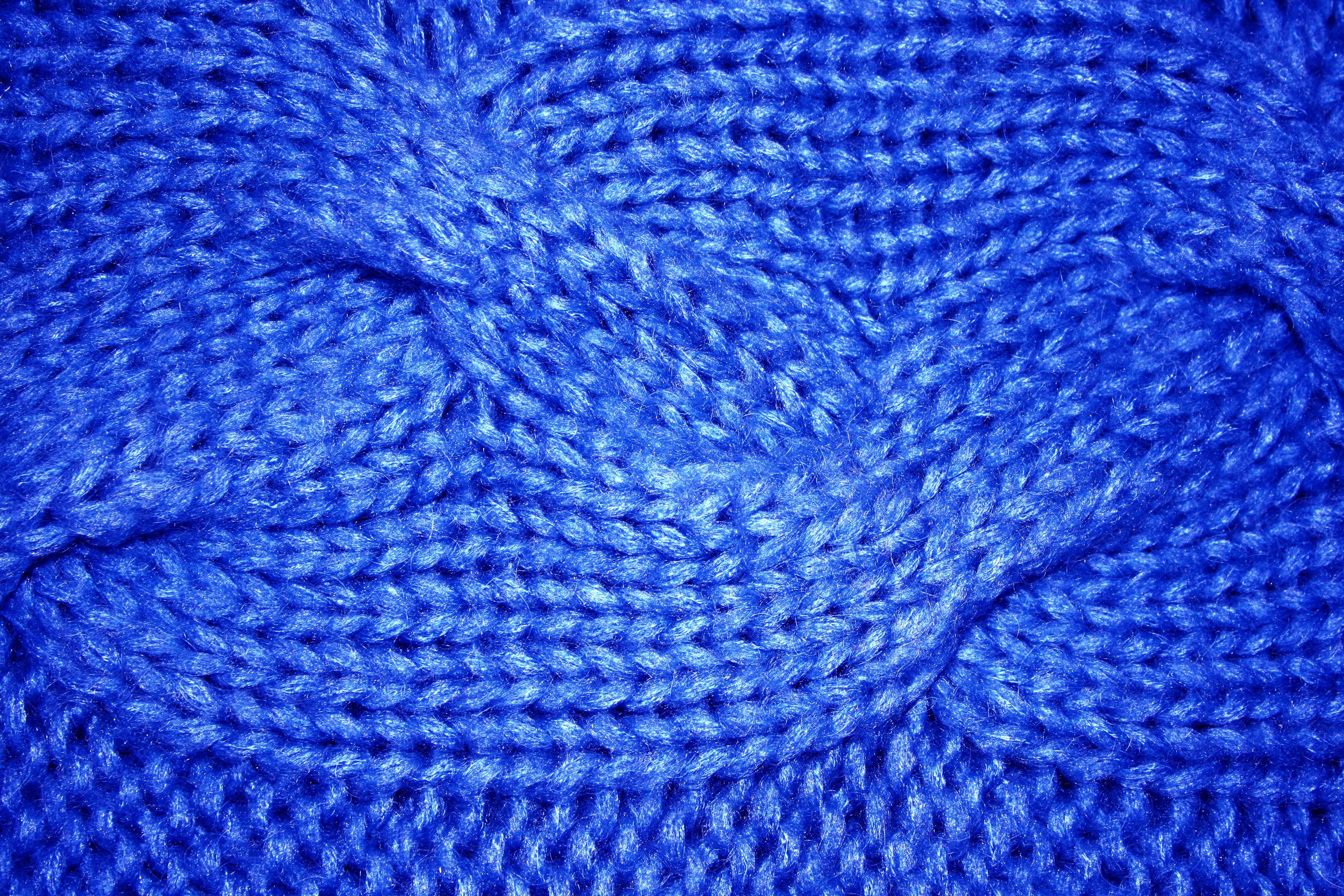 Cobalt Blue Cable Knit Pattern Texture Picture Free Photograph