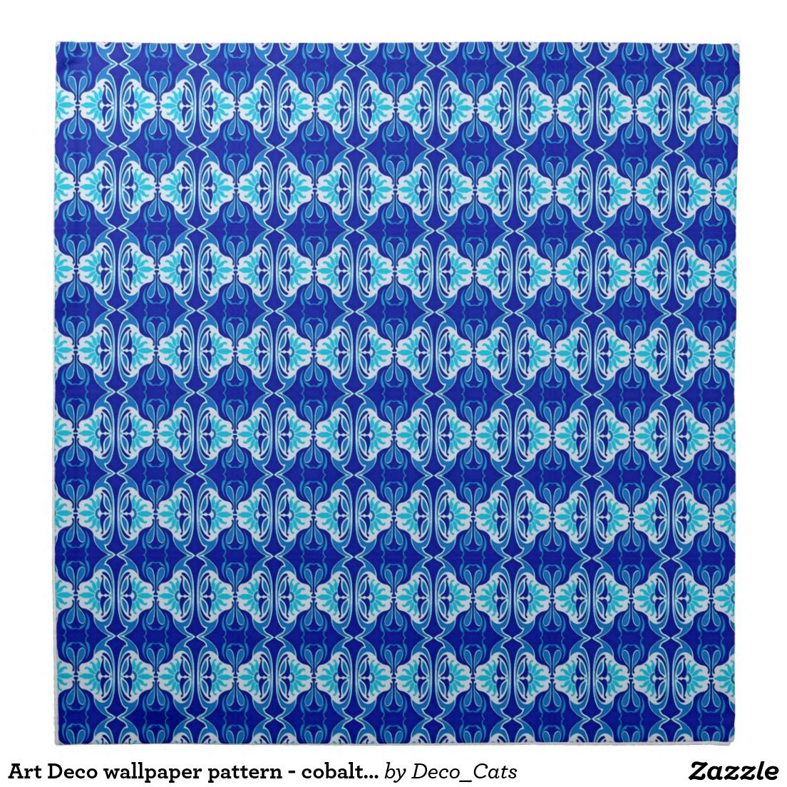 Art Deco wallpaper pattern - cobalt blue and white Printed Napkin