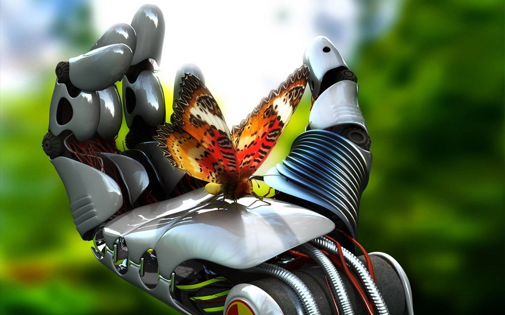 Butterfly on a palm the robot wallpaper - Robots - Other