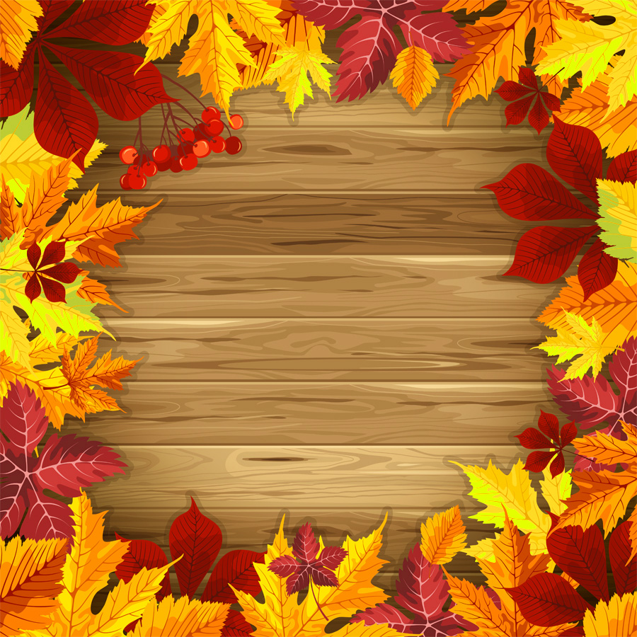 Wooden Fall Background with Fall Leavesm1399676400