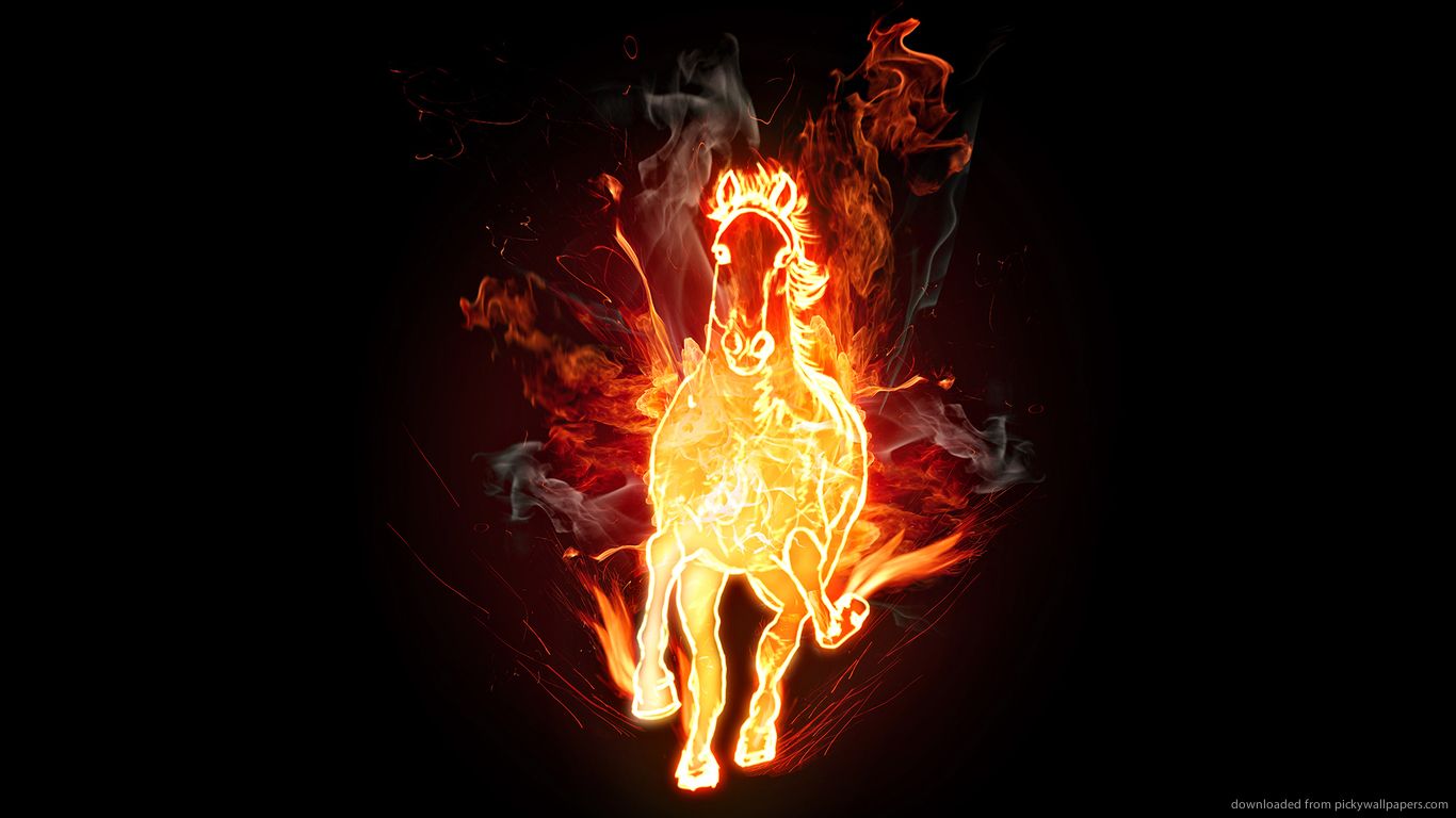 Download 1366x768 Fire Horse Wallpaper