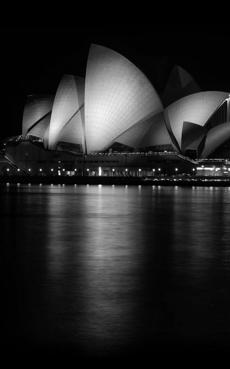 Download Sydney Opera House at Night in Black & White HD wallpaper ...