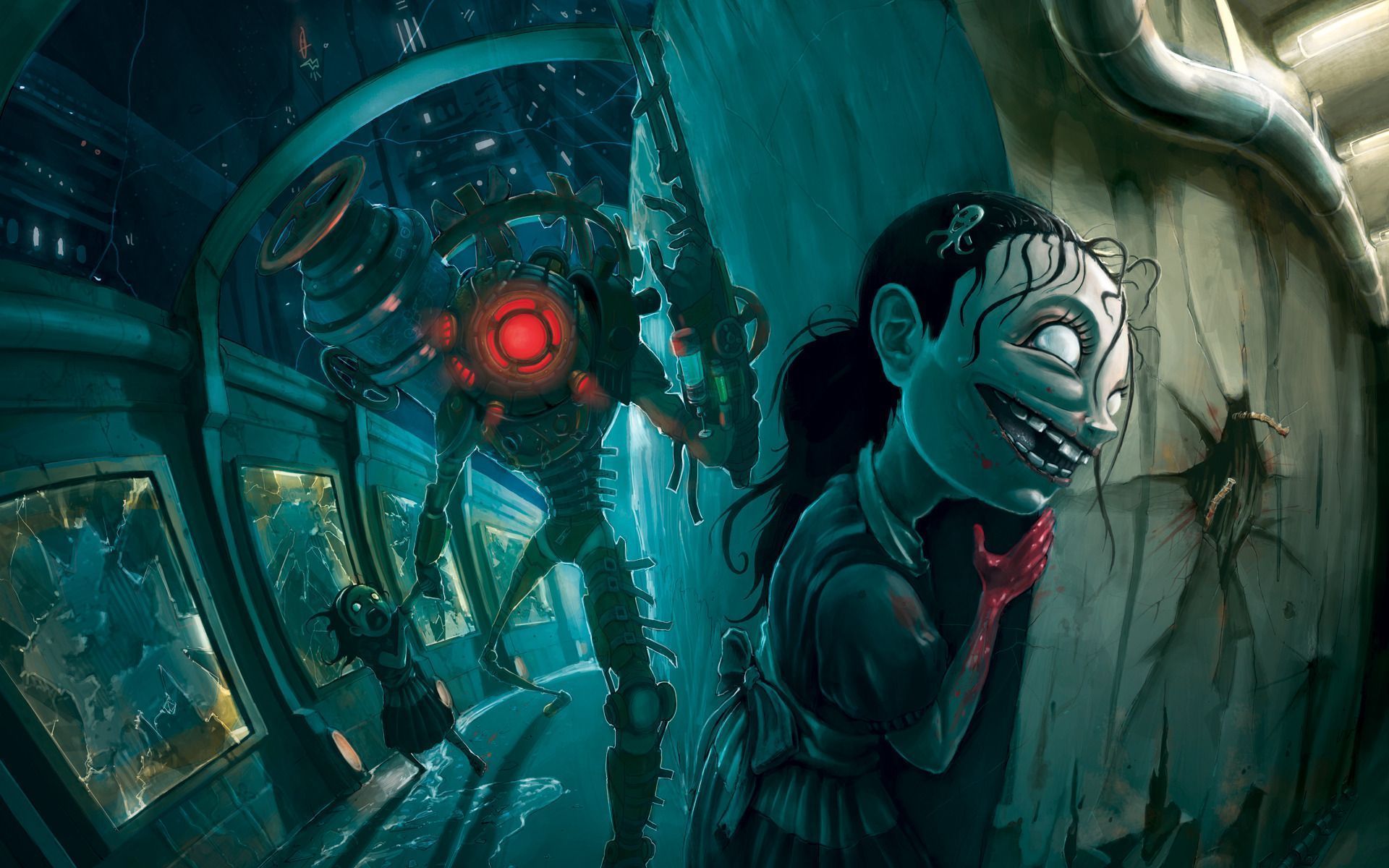 Sisters Bioshock Cool Background Backgrounds Video Game : Full HD ...