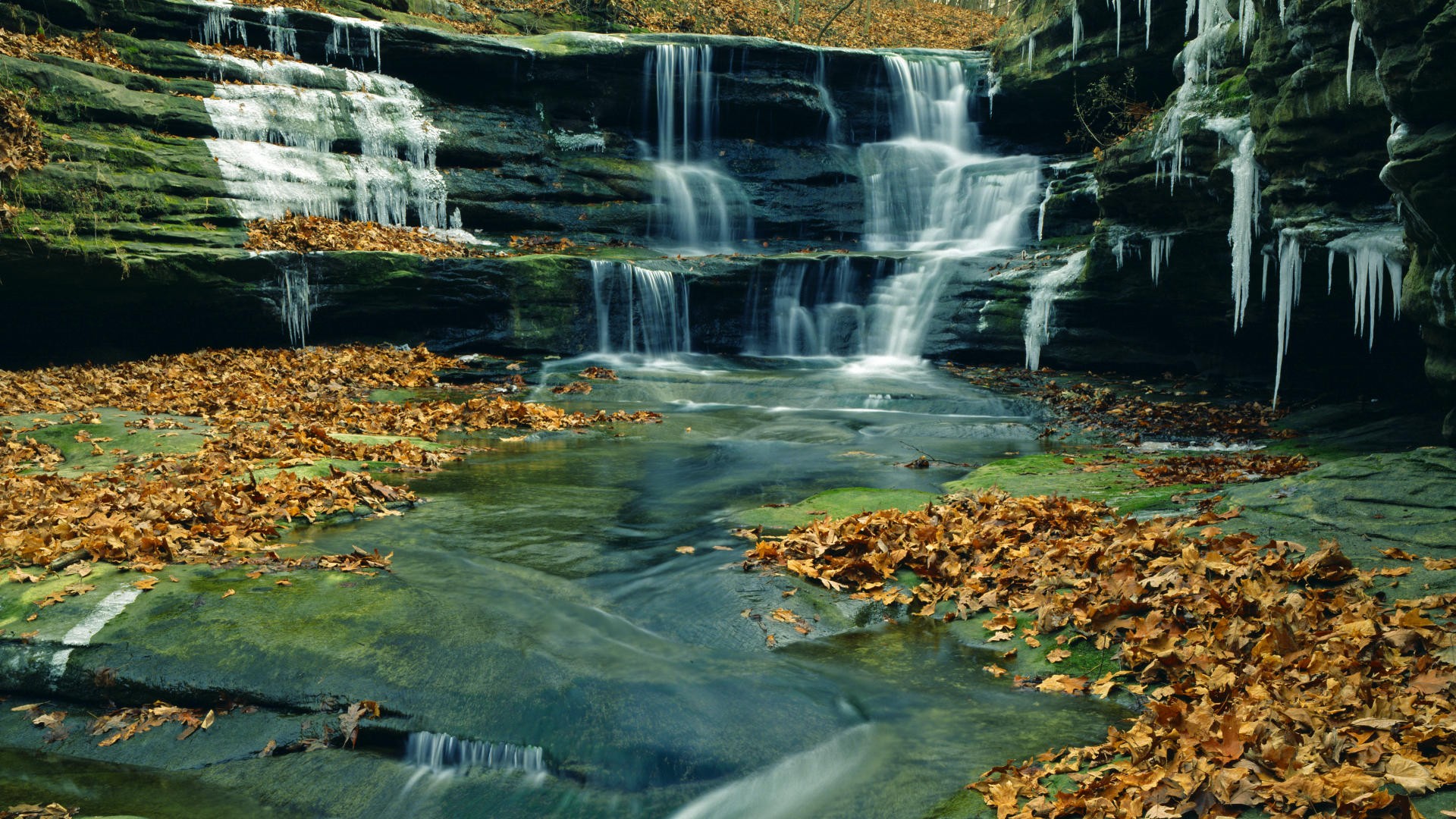 Waterfall, canyon, lasalle, park, illinois, state, starved, rock ...