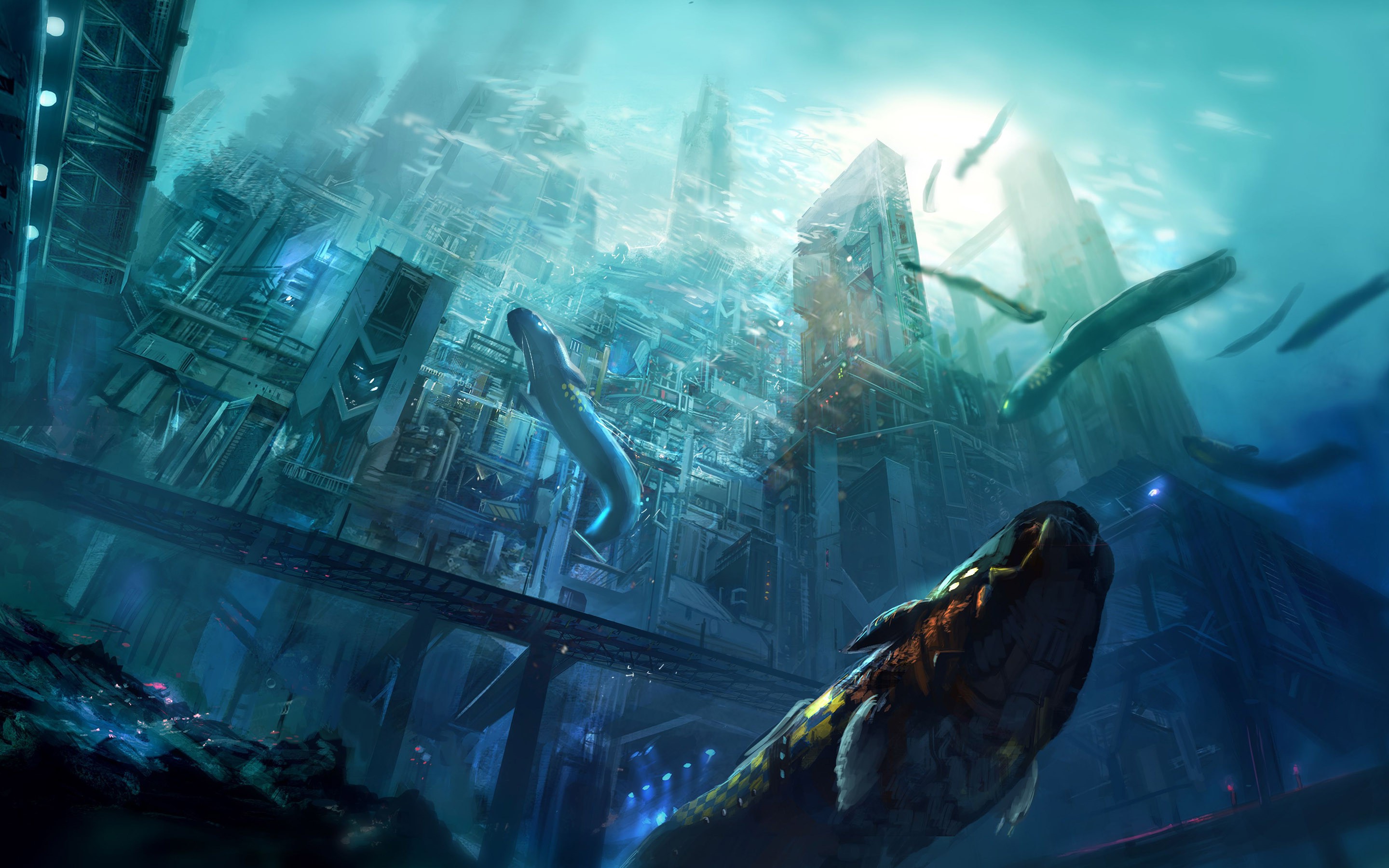 artwork, Concept Art, City, Underwater, Sea, Fantasy Art, Digital ...