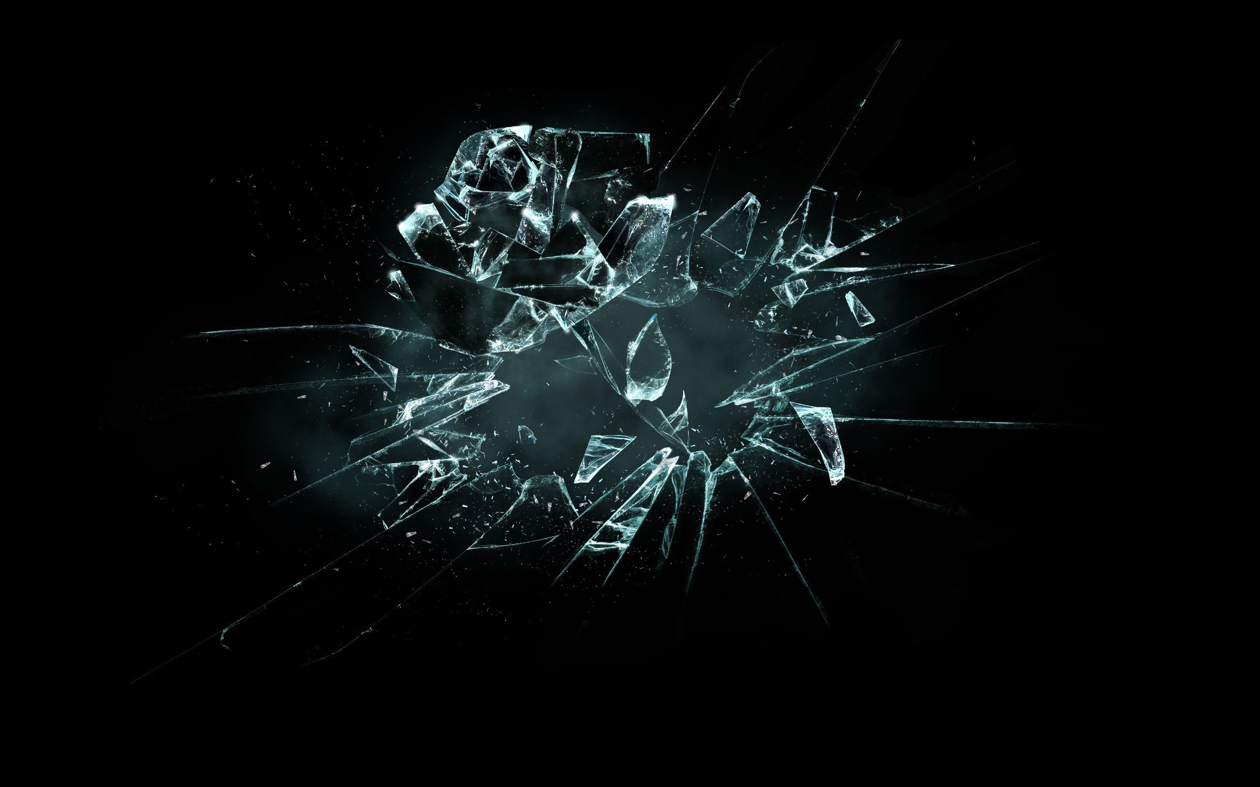 abstract, broken glass, black background :: Wallpapers