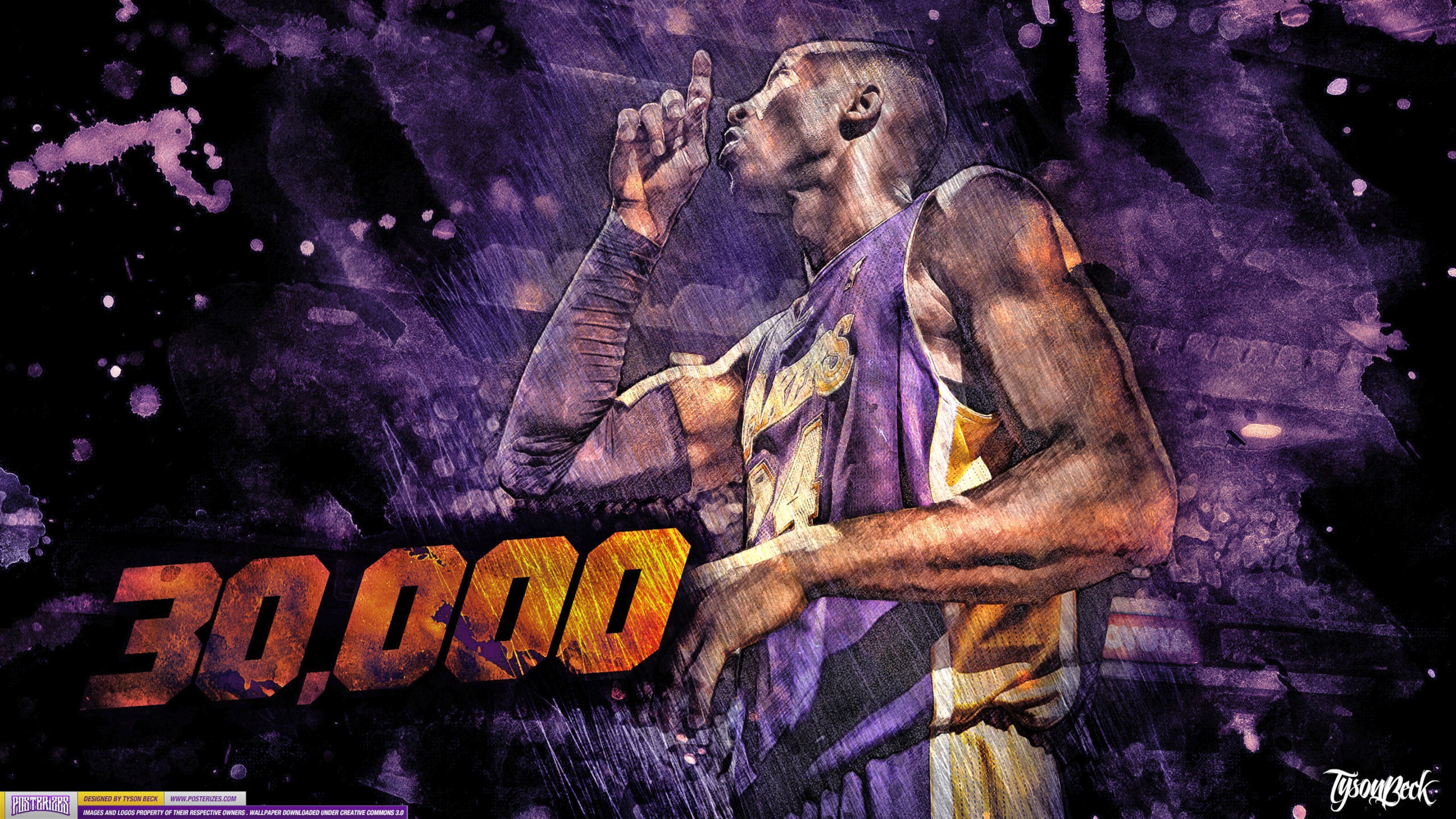 30000 Points La Lakers Kobe Bryant 4K Wallpaper Free 4K Wallpaper