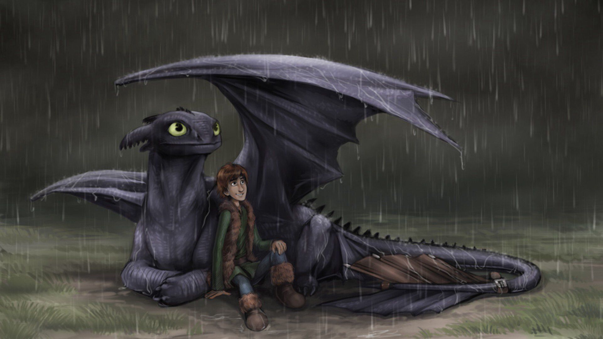 Raining Hiccup and toothless wallpaper | 1920x1080 | 545854 ...