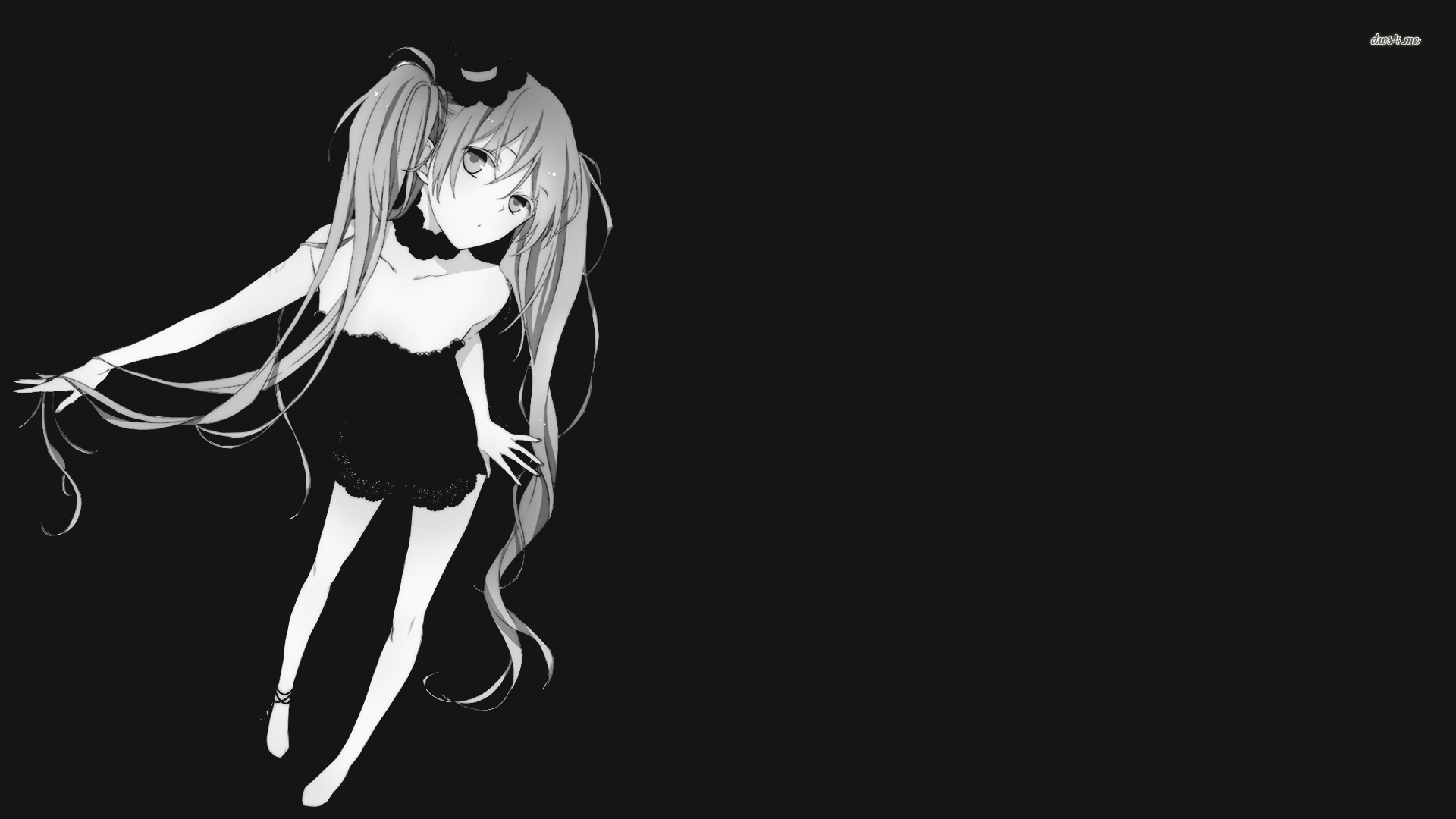 Black and white Hatsune Miku - Vocaloid wallpaper - Anime ...