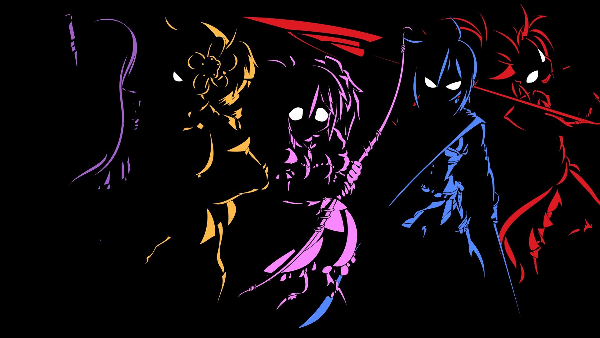 Download Anime Characters Outline Black Wallpaper 1920x1080 | Full ...