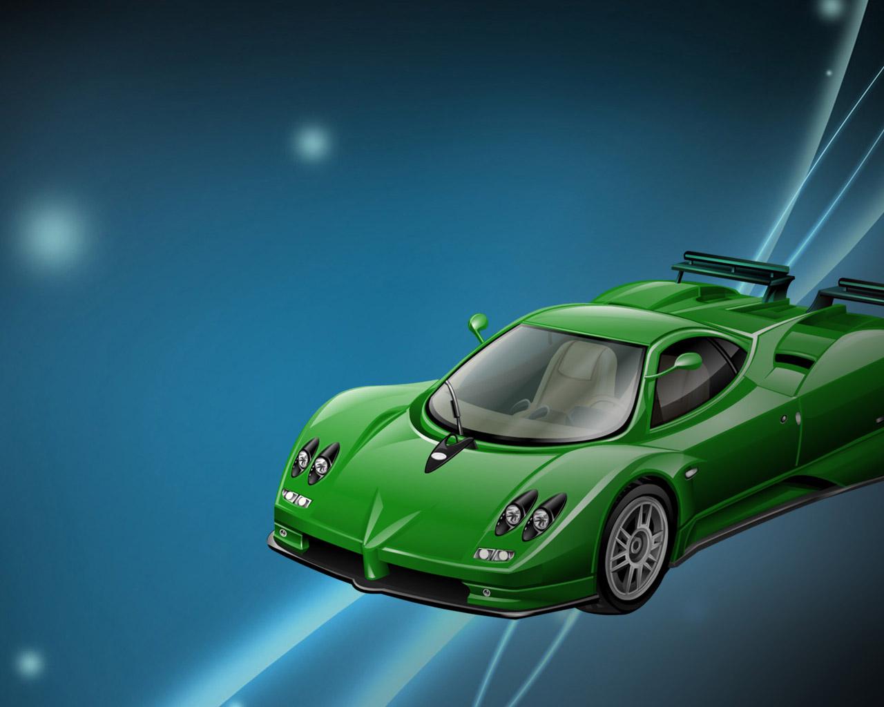 Pagani green sports car wallpaper 1280x1024 Notebook / LCD wallpaper