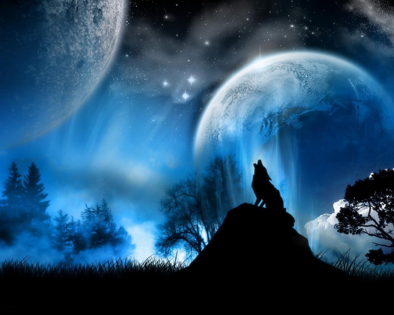 Moon Howling wolf 1280x1024 Notebook/LCD wallpaper#532