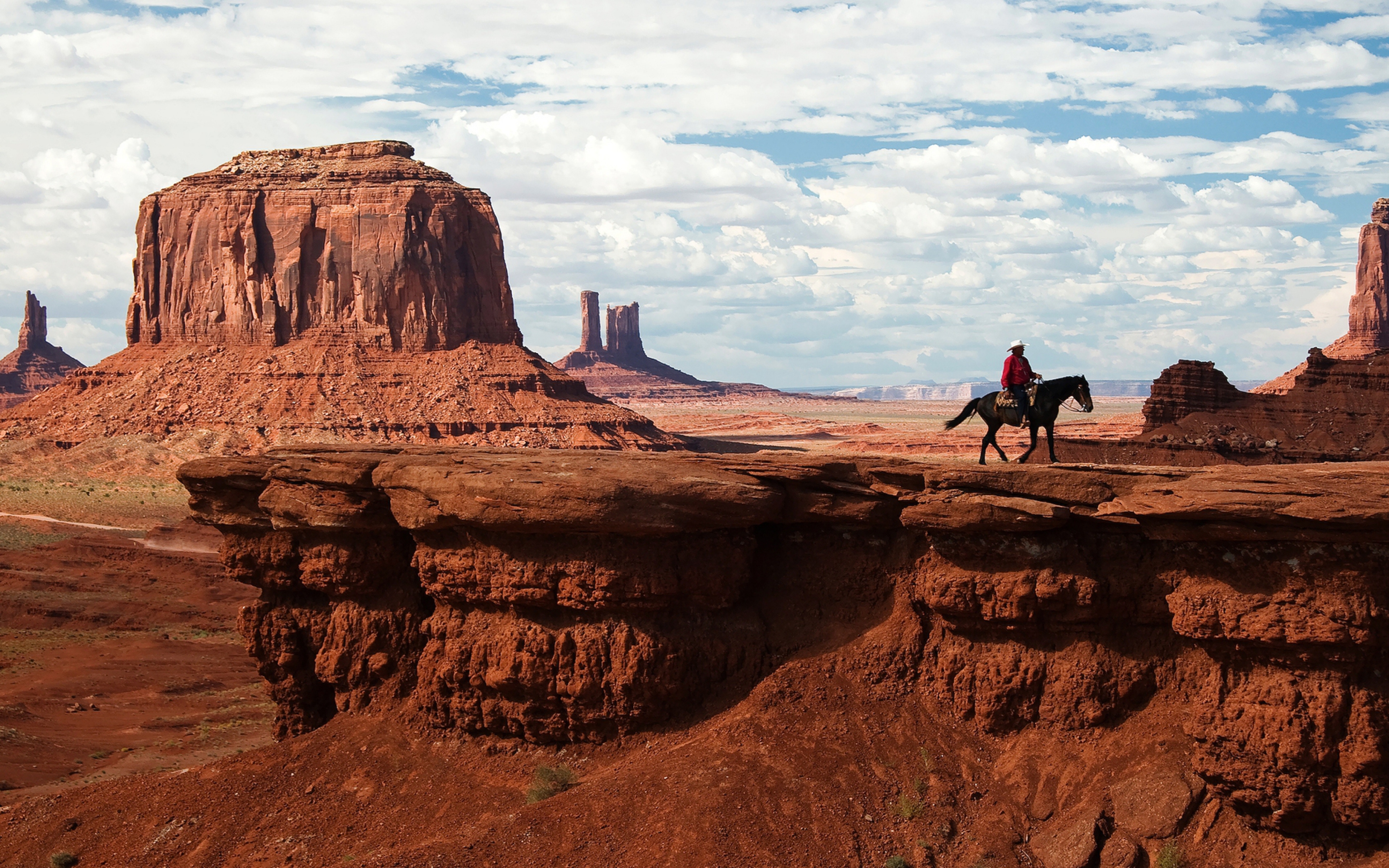 Download Wallpaper 3840x2400 Canyon, Desert, Horseback rider, Wild