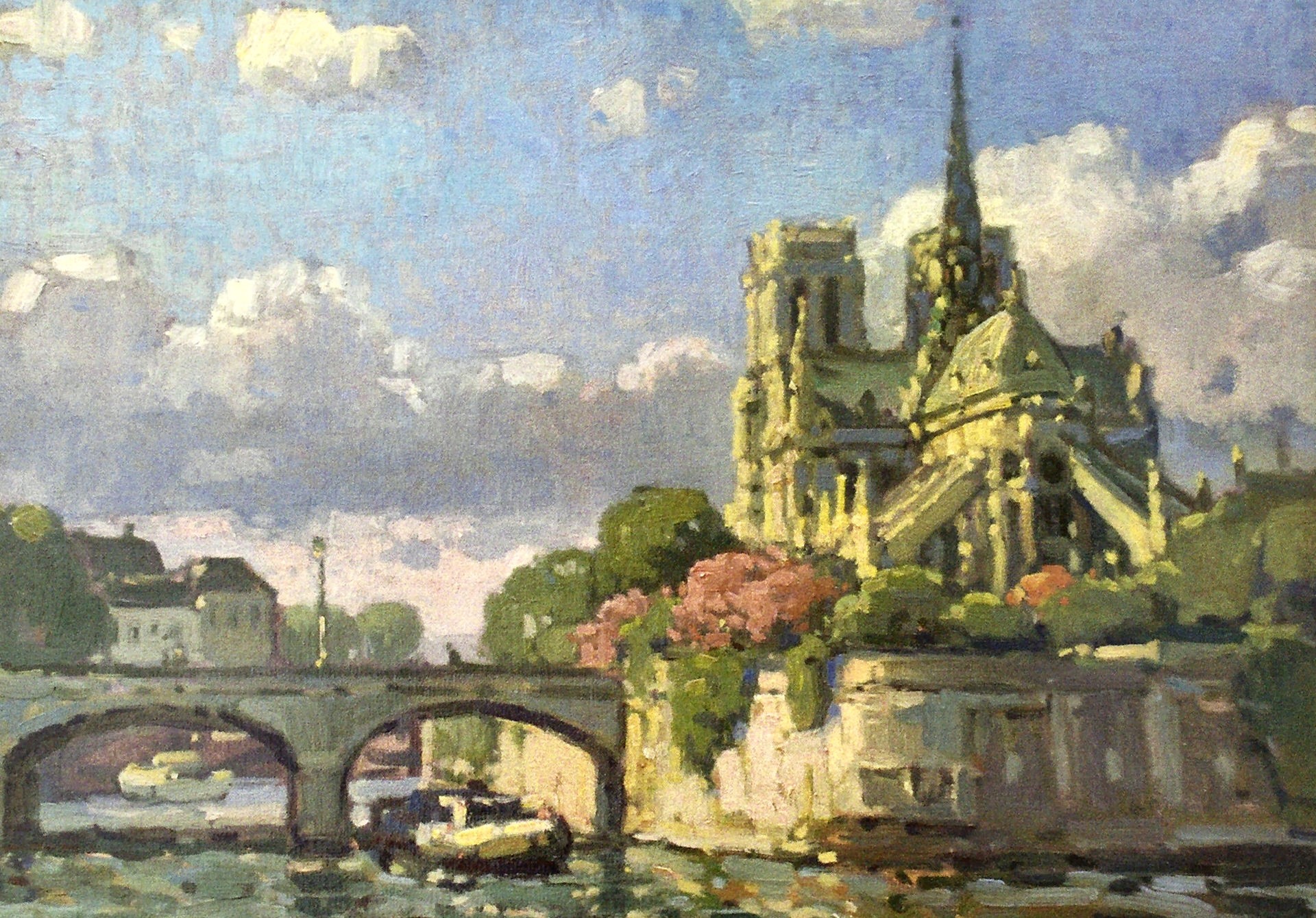 Monuments: View Notre Dame France Scenery Painting Art Artwork ...