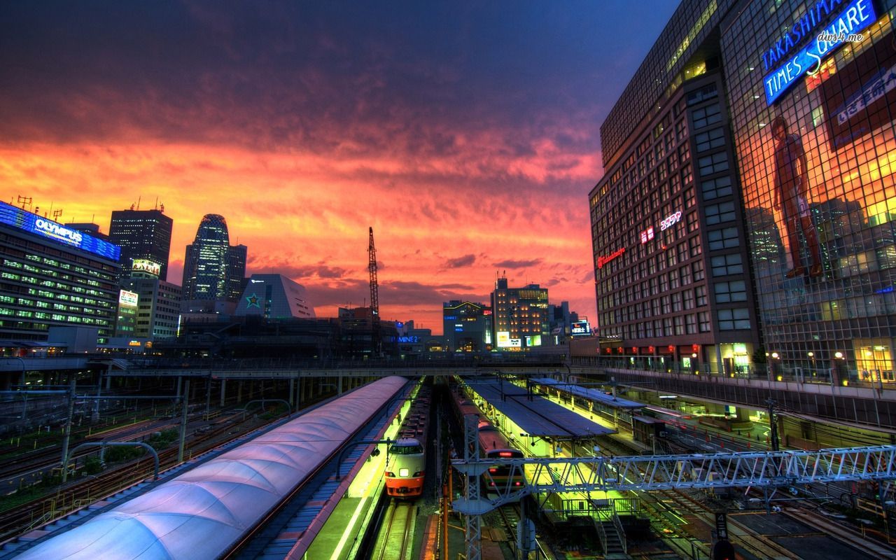 Other: Shinjuku Station Japanese Japan City Tokyo Night Twilight ...
