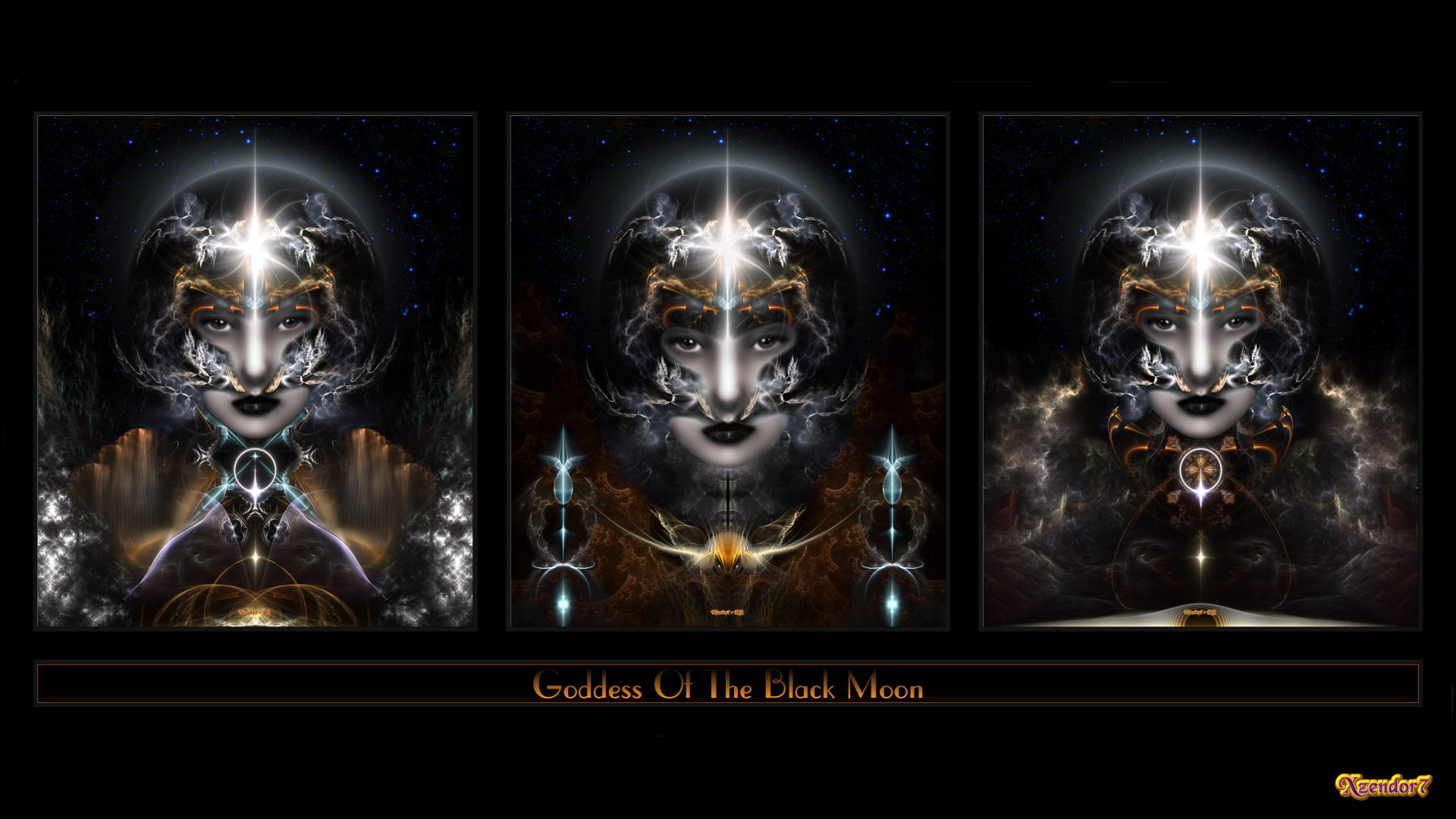 Triple Goddess Of The Black Moon Fractal Art Composition - Random ...
