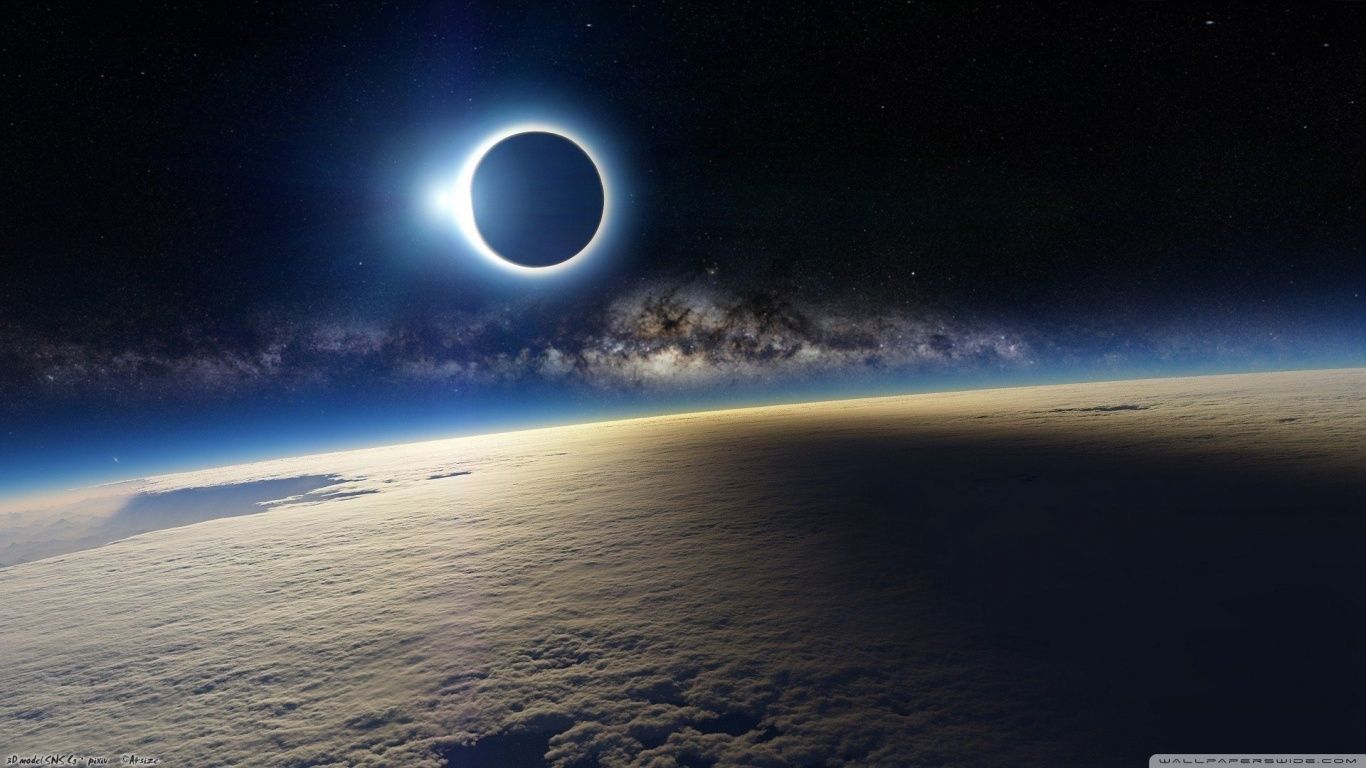 Solar Eclipse from Space HD desktop wallpaper : High Definition
