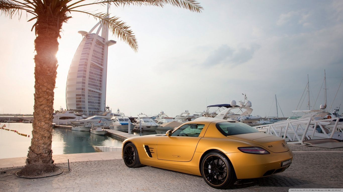 Mercedes Benz SLS Amg in Dubai HD desktop wallpaper High resolution
