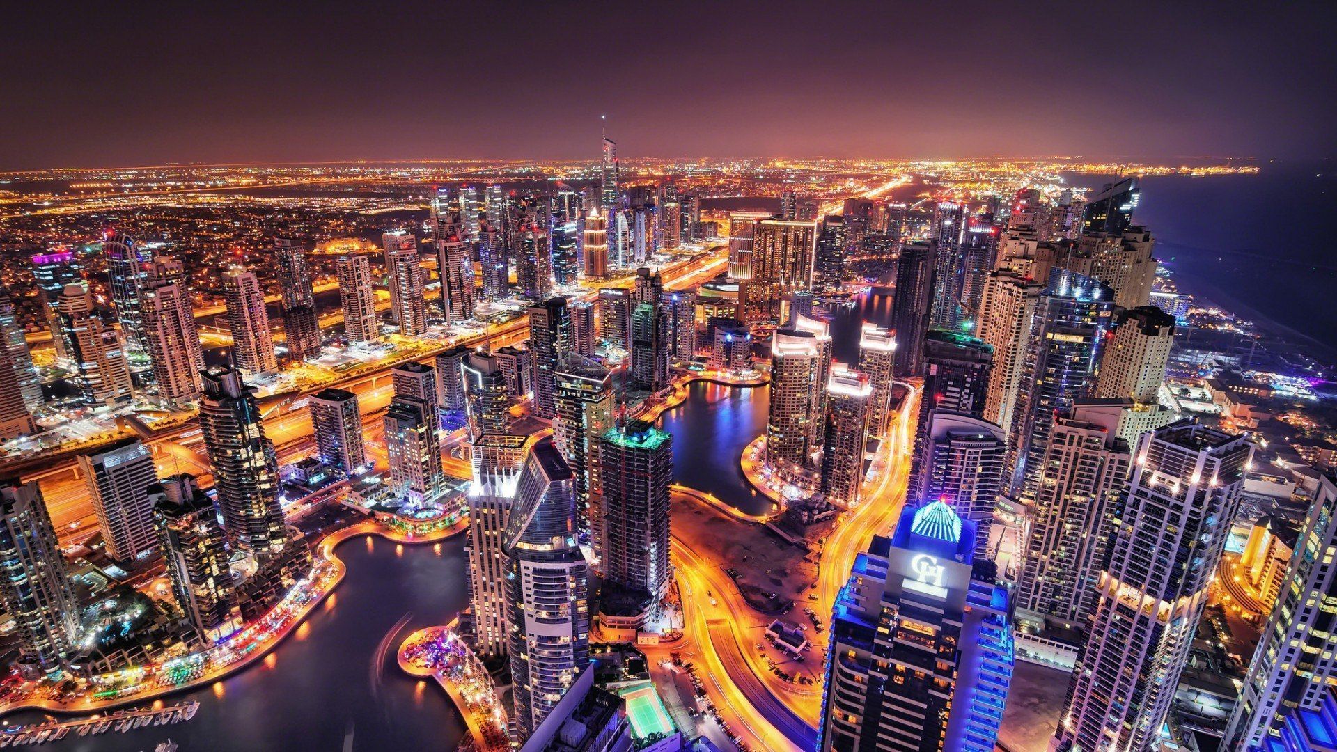 Night lights of Dubai wallpapers and images - wallpapers, pictures