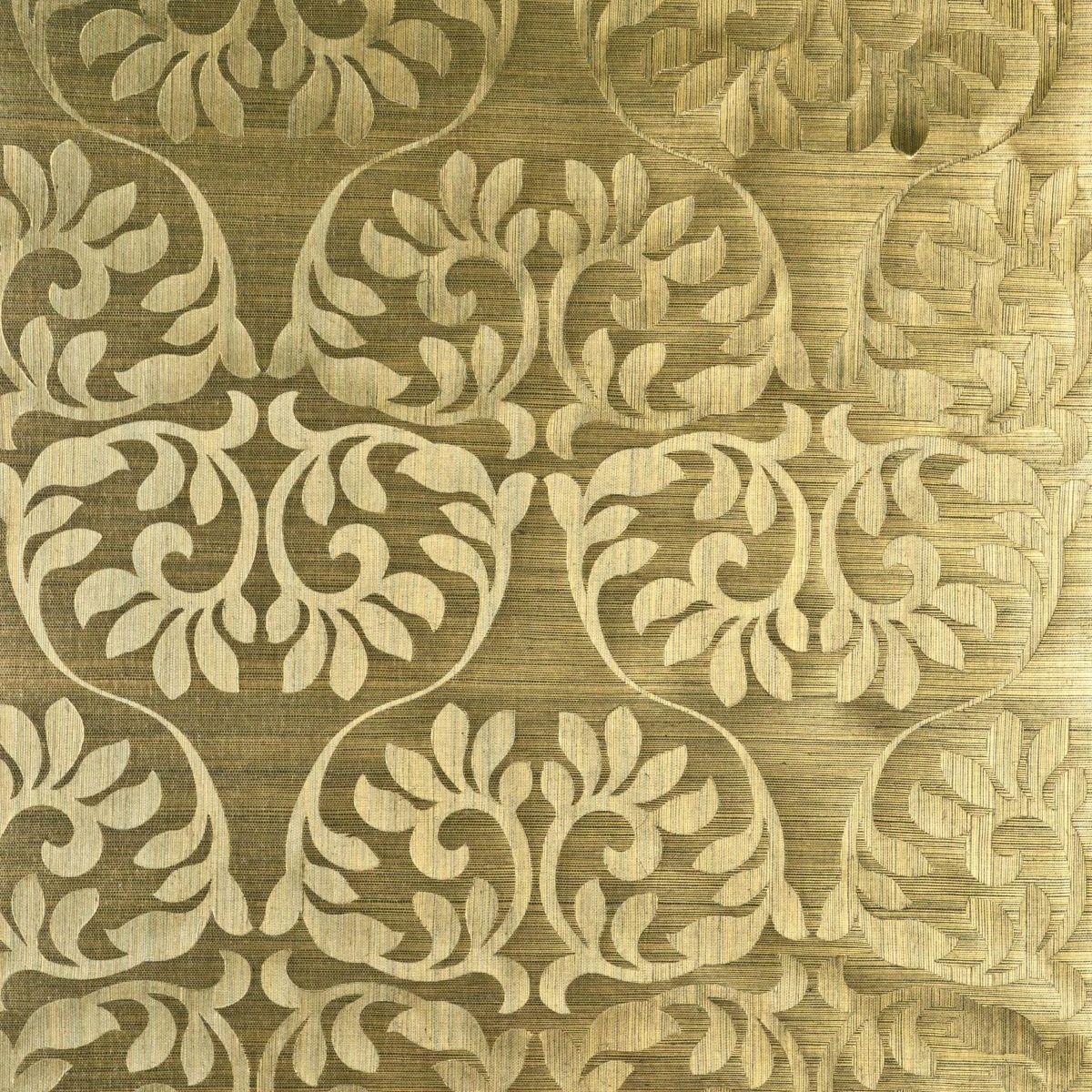 Decowunder wallpapers non-woven sisal wallpaper Leaf gold green ...