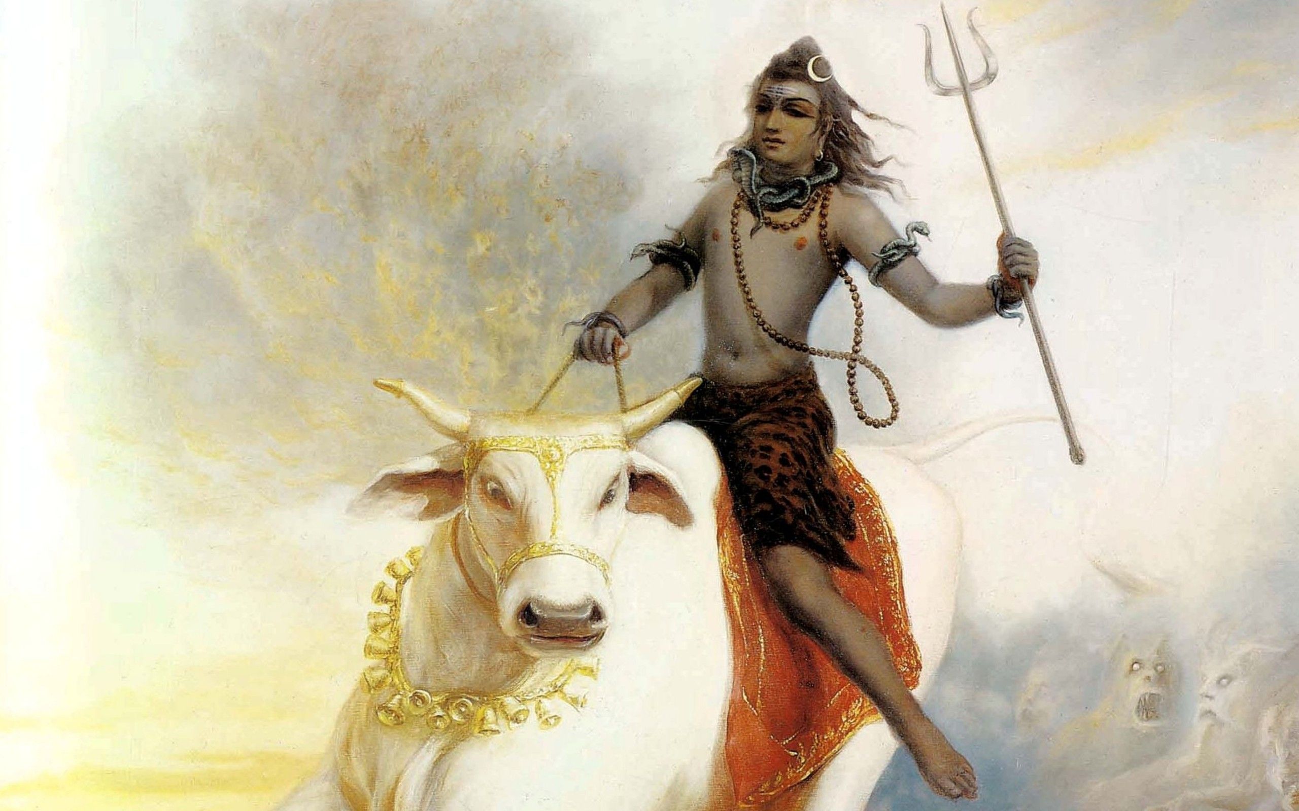 Snakes Ghosts Hinduism Shiva with Nandi - New HD Wallpapers