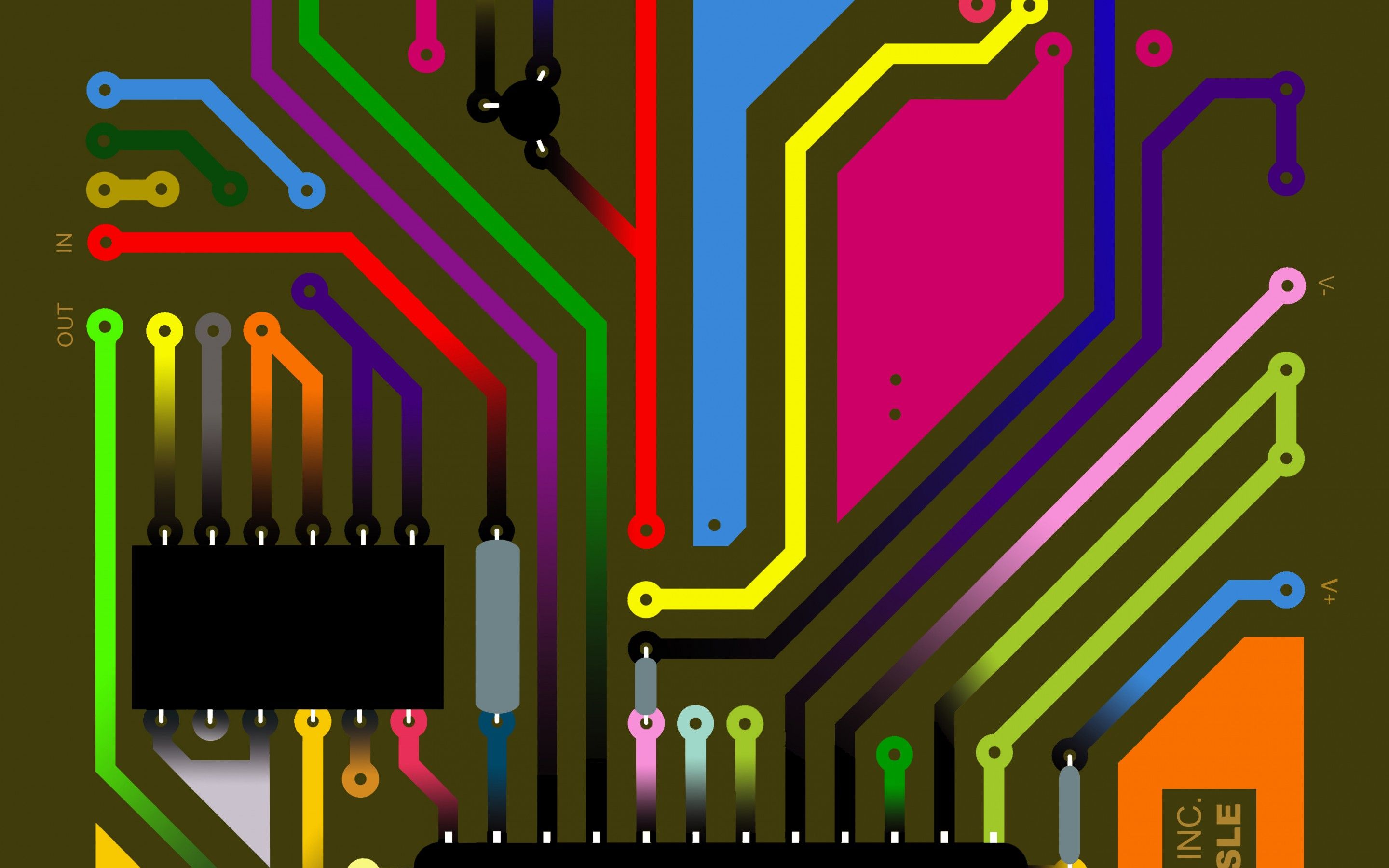 Electronic equipment fee microchip circuits paths wallpaper