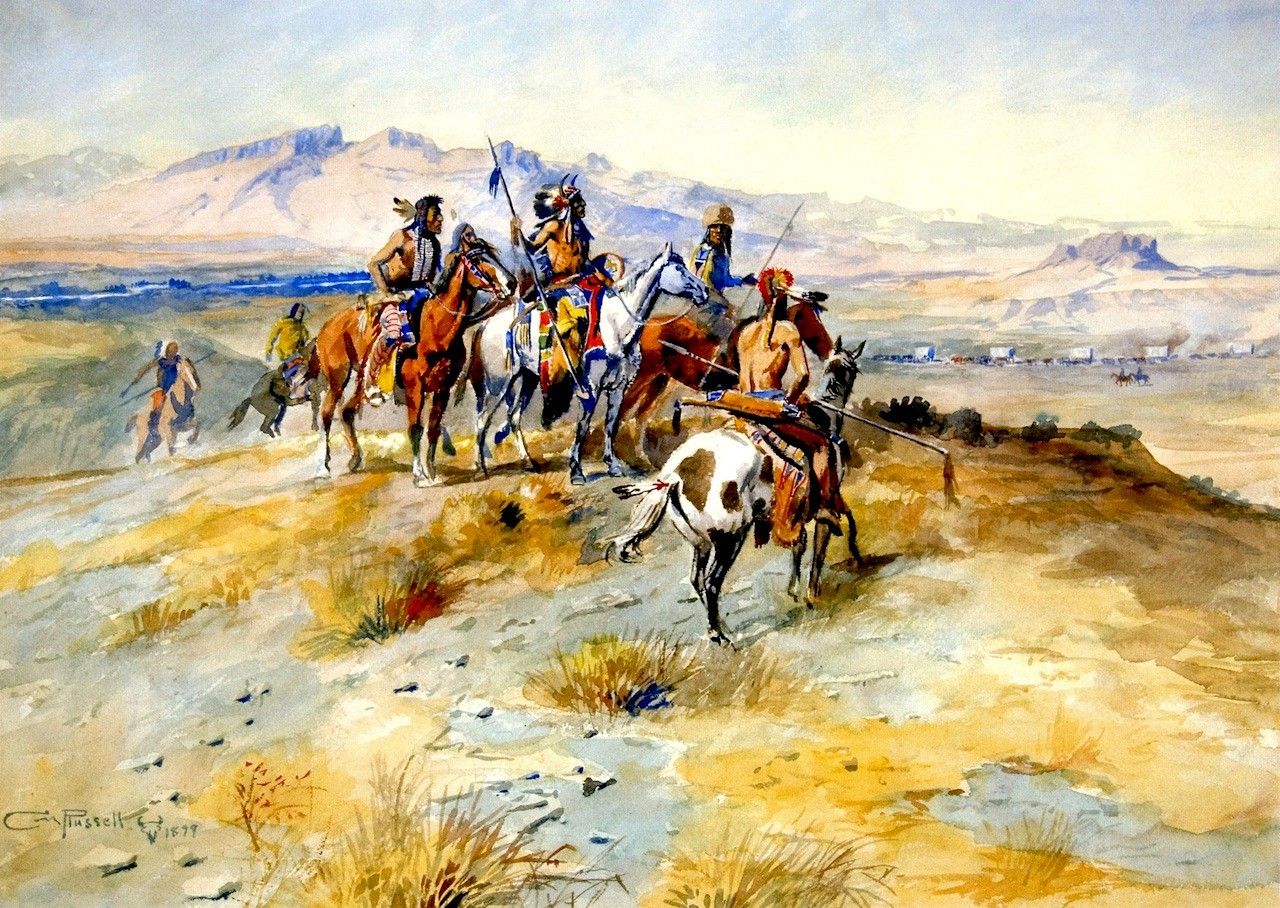 Horses: Coming White Man Charlie Russell Indians Horses Wild West ...