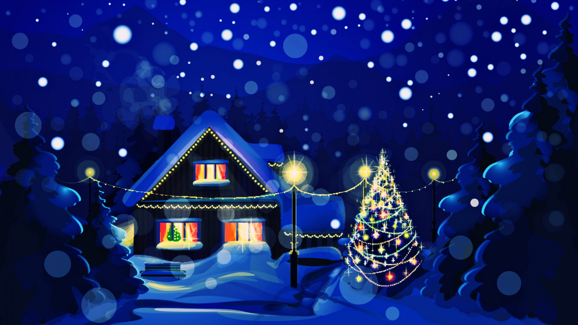 CHRISTMAS CHRISTMAS WINTER NIGHT BLUE DESKTOP BACKGROUND WALLPAPER ...