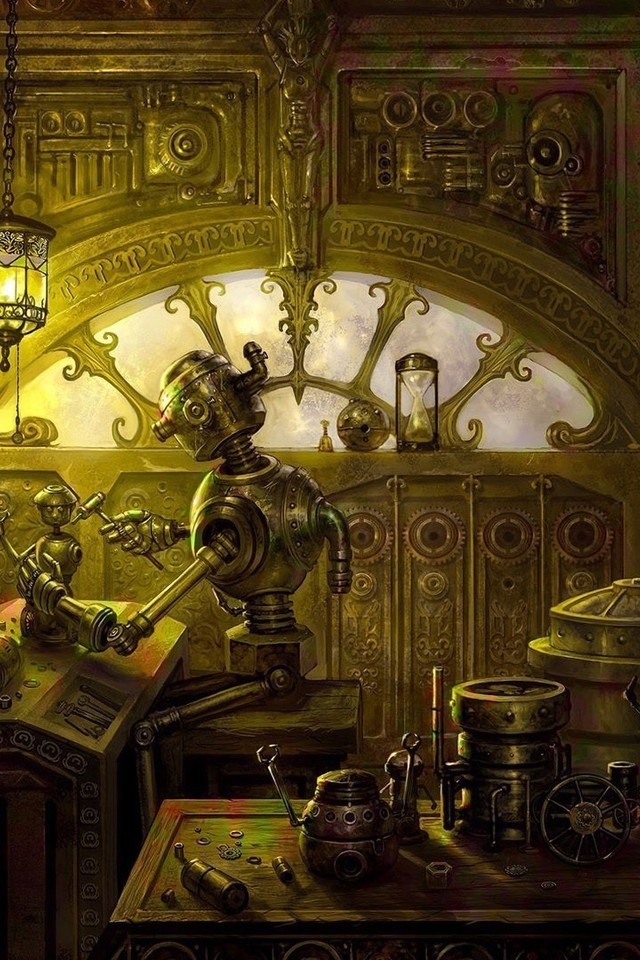 Tinker digital art robots steampunk wallpaper | AllWallpaper.in ...