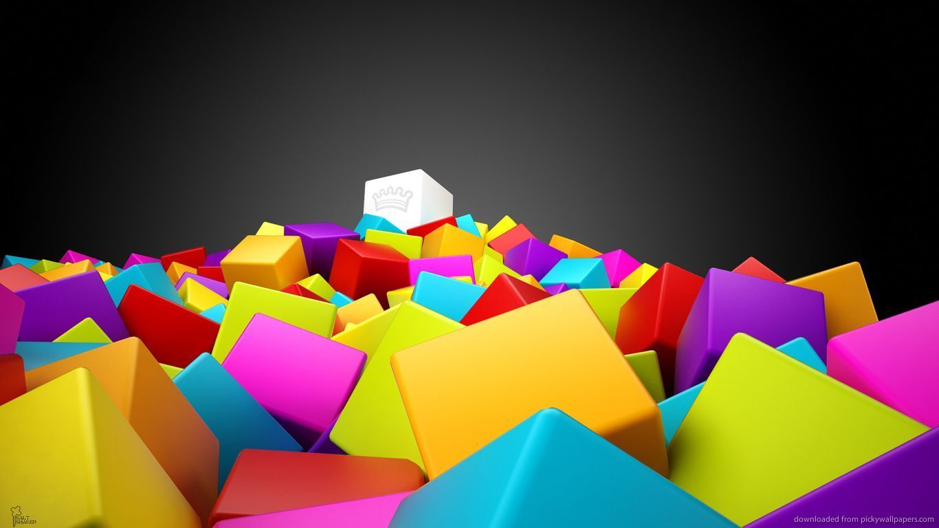 Download 1366x768 Cool 3D Colorful Cubes Wallpaper