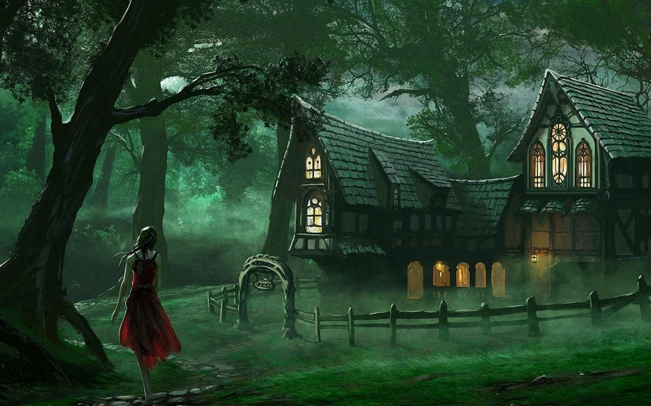 Spooky House Fantasy Forest Wallpaper HD Download