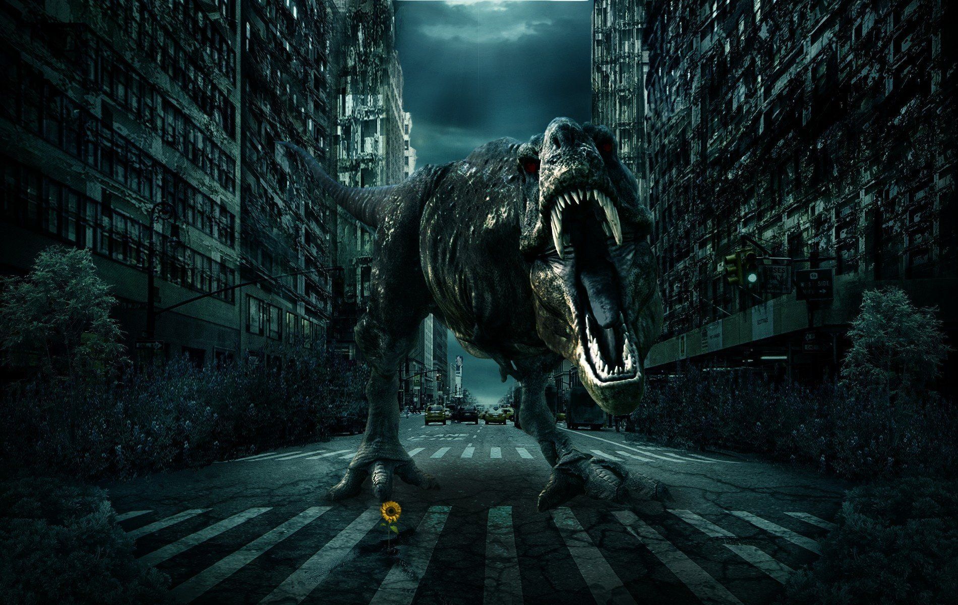 City road dinosaur 3d fantasy monster wallpaper | 1900x1200 ...